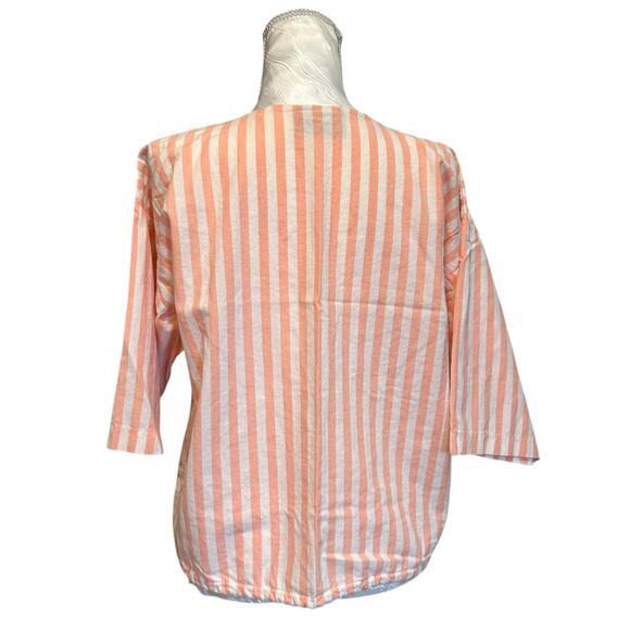 Vintage 60s Pink White Striped Top Womens Sz Large Drawstring Waist Barbiecore - Picture 2 of 15